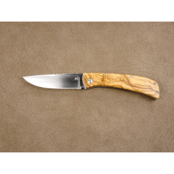 Couteau pliant liner lock avec lame en acier 14c28n et manche en olivier veiné