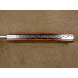 Couteau pliant liner lock avec lame en acier DAMAS et manche en bois d'Amourette