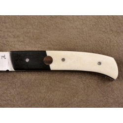 Couteau pliant liner lock avec lame en acier 14c28n et manche en bois d'ébène et loupe d'amboine