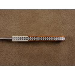 Couteau Pliant Liner Lock - Acier damas AEGIR - Manche en ivoire de défense de phacochère et loupe d'Amboine