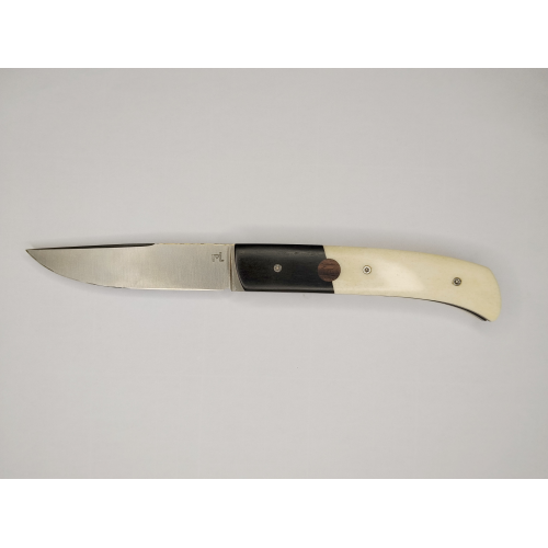 Couteau pliant liner lock avec lame en acier 14c28n et manche en bois d'ébène et loupe d'amboine