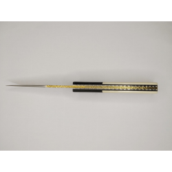 Couteau pliant liner lock avec lame en acier 14c28n et manche en bois d'ébène et loupe d'amboine