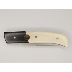 Couteau pliant liner lock avec lame en acier 14c28n et manche en bois d'ébène et loupe d'amboine