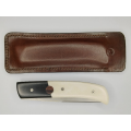 Couteau pliant liner lock avec lame en acier 14c28n et manche en bois d'ébène et loupe d'amboine
