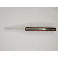 Couteau pliant liner lock avec lame en acier DAMAS et manche en loupe d'amboine