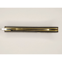 Couteau pliant liner lock avec lame en acier 14c28n et manche en bois d'ébène, incrustation os de bovin et cloutage laiton