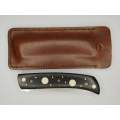 Couteau pliant liner lock avec lame en acier 14c28n et manche en bois d'ébène, incrustation os de bovin et cloutage laiton
