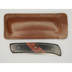 Couteau pliant liner lock avec lame en acier 14c28n et manche en bois d'ébène et loupe d'amboine