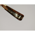 Couteau Pliant Liner Lock - Acier damas - Manche en Os de bovin et bois de cocobolo