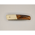 Couteau Pliant Liner Lock - Acier damas - Manche en Os de bovin et bois de cocobolo