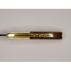 Couteau Pliant Liner Lock - Acier damas - Manche en Os de bovin et bois de cocobolo