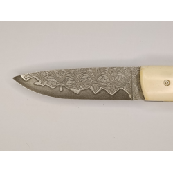 Couteau Pliant Liner Lock - Acier damas - Manche en Os de bovin et bois de cocobolo