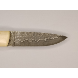 Couteau Pliant Liner Lock - Acier damas - Manche en Os de bovin et bois de cocobolo