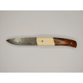 Pliant Liner Lock - Acier damas - Manche en os de bovin et bois de cocobolo